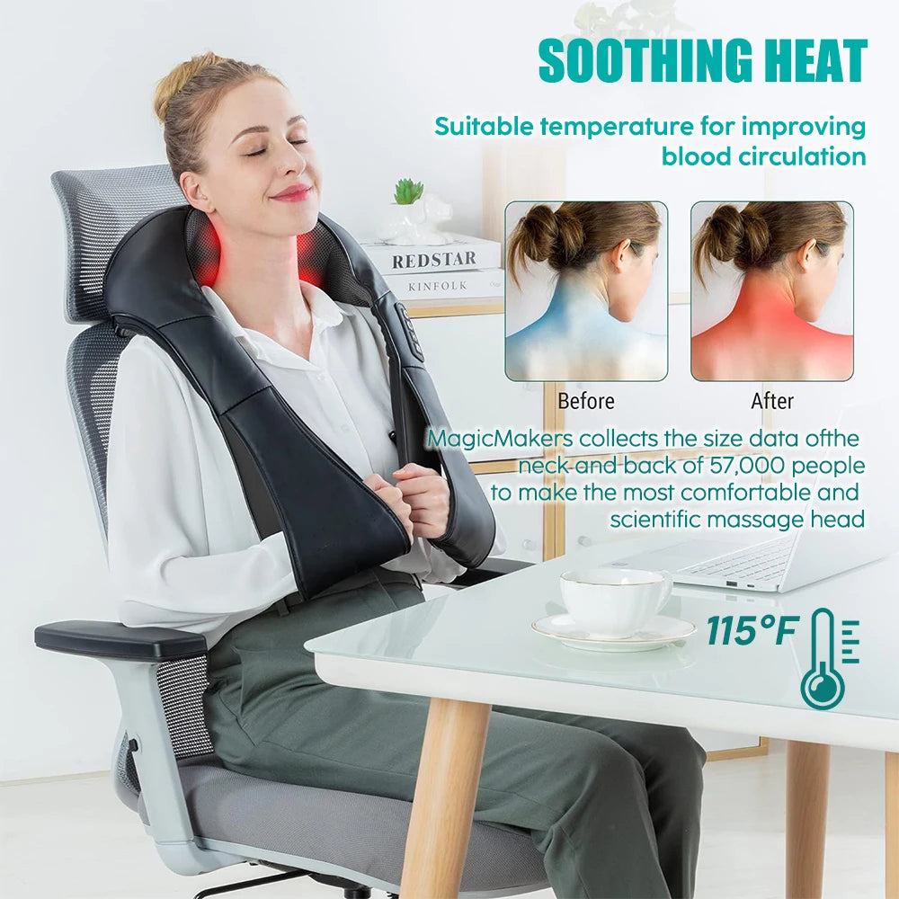 The Neck and Shoulder Heated Massager 2.0 with Health Benefits for Muscle relaxation